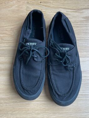Sperry Black Canvas Boat Shoes